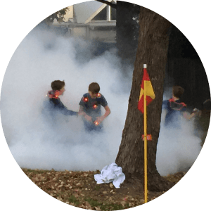Smoke machine creates a haze at a Backyard Birthday Party for kids