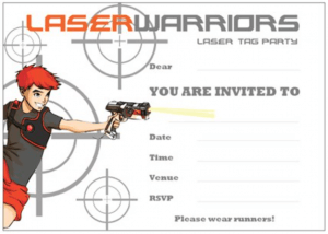 PDF or Hard Copy Action Boy Laser Tag Invitation to Birthday Party